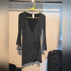 Joie Black and White Polka Dot Long Sleeve Dress